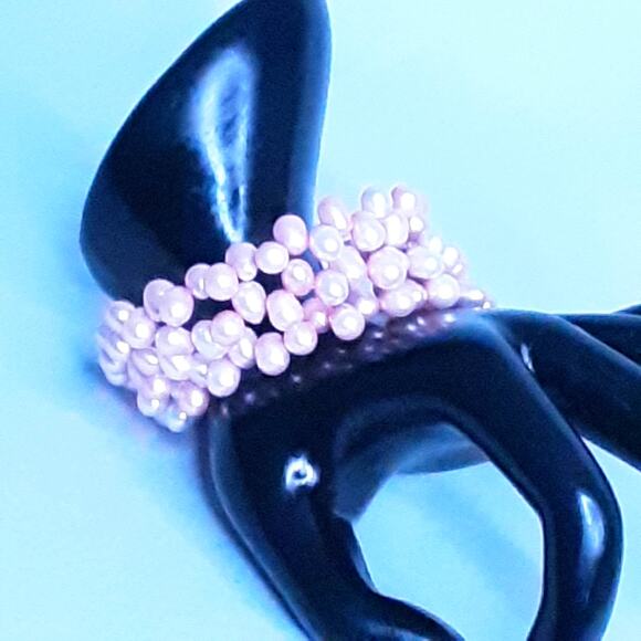 Cotton Candy Pink Pearlesque Beaded Wrap Bracelet - Picture 3 of 8